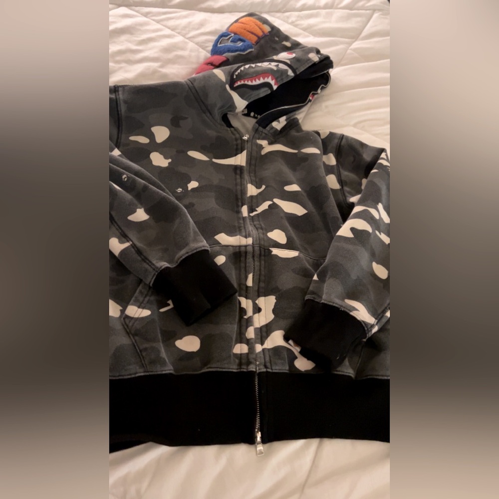 Bape Double Hoodie Black and White
